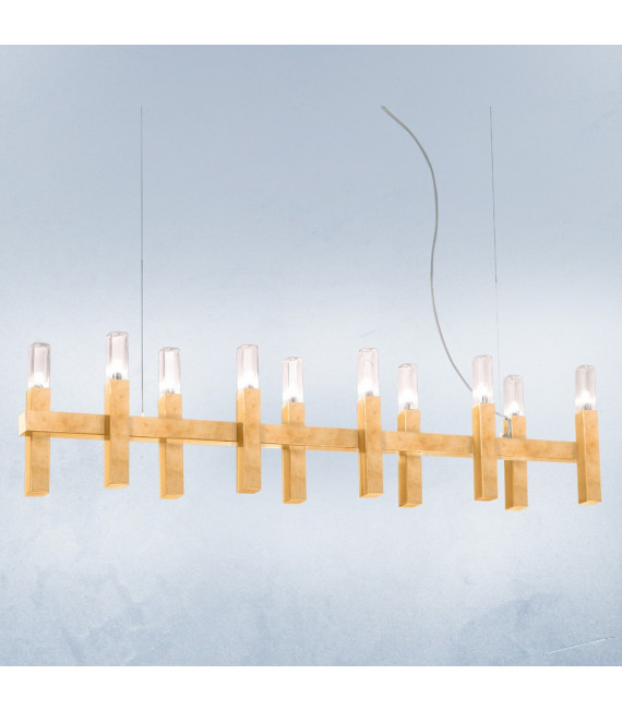 Suspension Spigolo Feuille d'or 10 ampoules 34cm