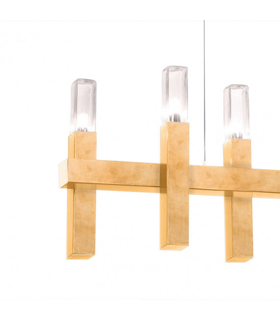 Suspension Spigolo Feuille d'or 10 ampoules 34cm