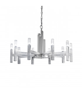Lámpara colgante Spigolo Hoja de plata 10 bombillas 61,4cm