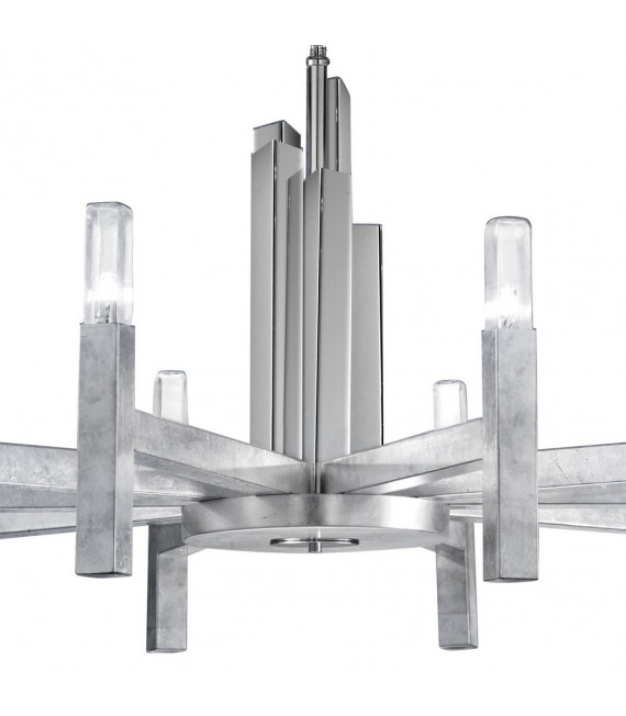 Spigolo pendant light Silver leaf 10 bulbs 61.4cm