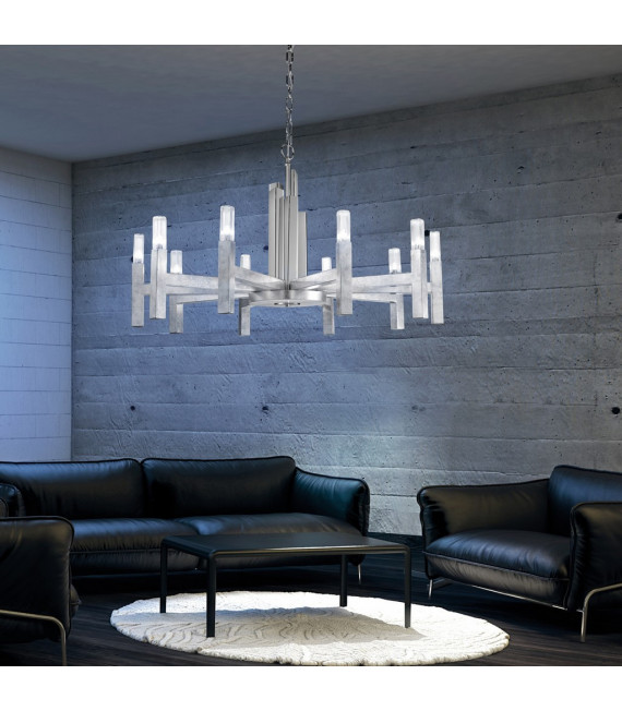 Suspension Spigolo Feuille d'argent 10 ampoules 61,4cm