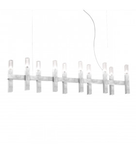 Lámpara colgante Spigolo Pan de plata 10 bombillas 34cm