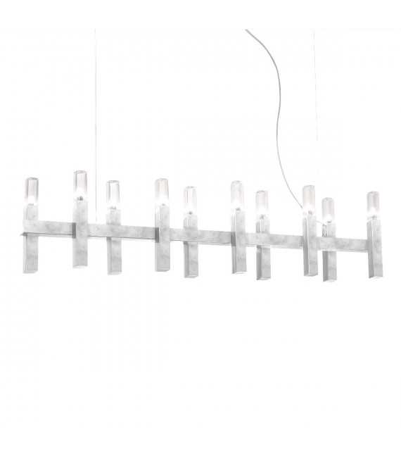 Lampada a sospensione Spigolo Foglia argento 10 lampadine 34cm