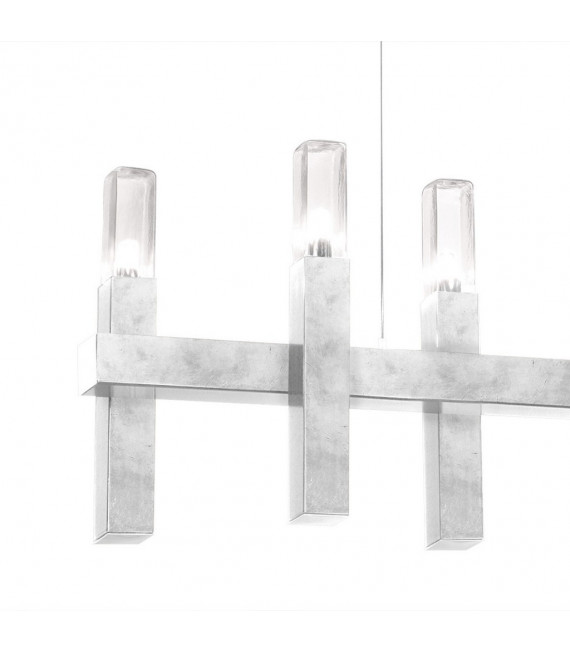 Lámpara colgante Spigolo Pan de plata 10 bombillas 34cm