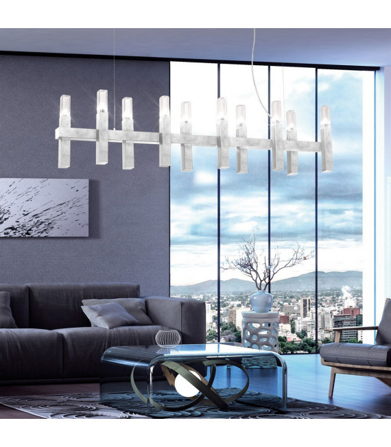 Spigolo pendant lamp Silver leaf 10 bulbs 34cm