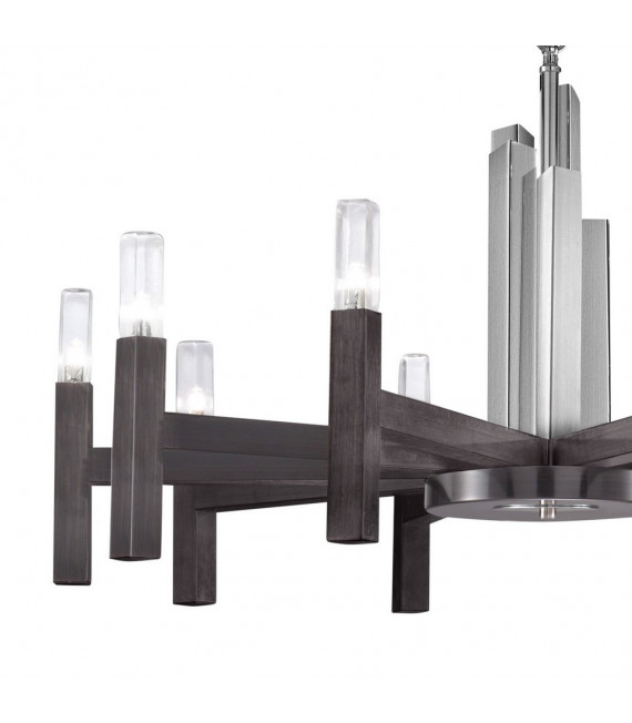 Lampada a sospensione Spigolo Marrone spazzolato 10 lampadine 61,4 cm