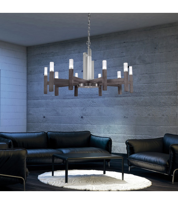 Lampada a sospensione Spigolo Marrone spazzolato 10 lampadine 61,4 cm