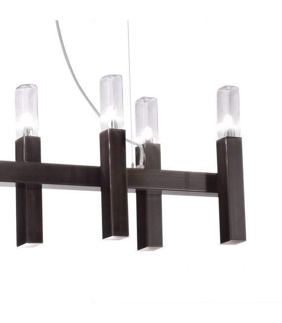 Suspension Spigolo Brun brossé 10 ampoules 34cm