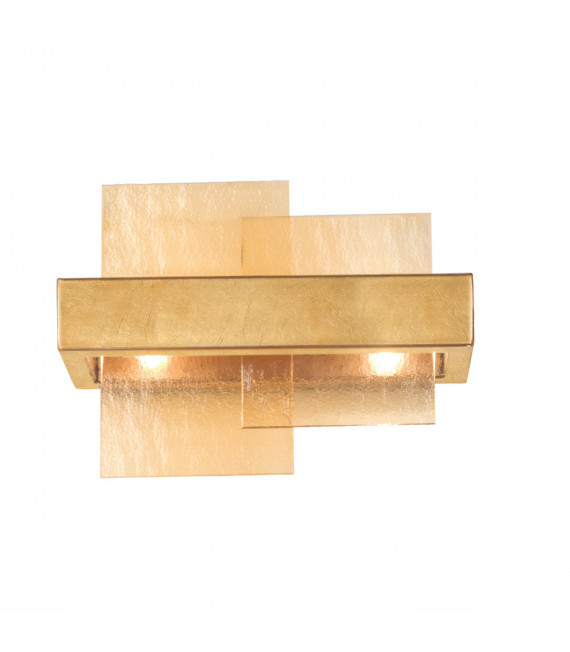 Applique Rettangolo Foglia oro 2 lampadine 24cm