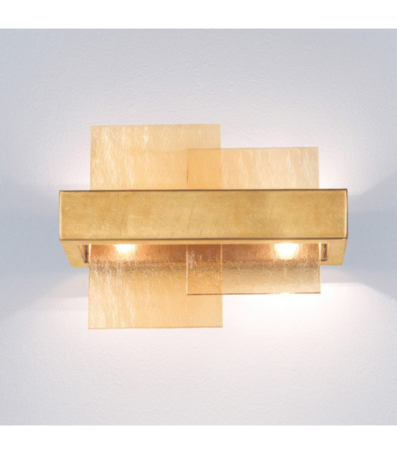 Wall light Rettangolo Gold leaf 2 bulbs 24cm
