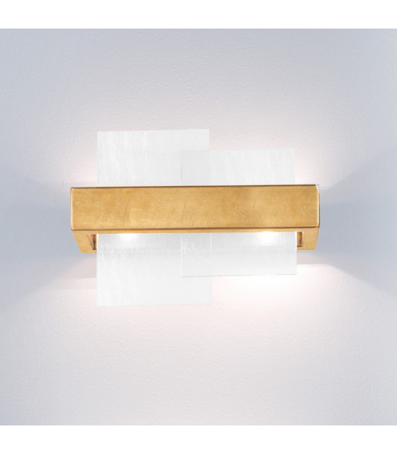 Aplique Rettangolo Pan de Oro 2 bombillas 24cm