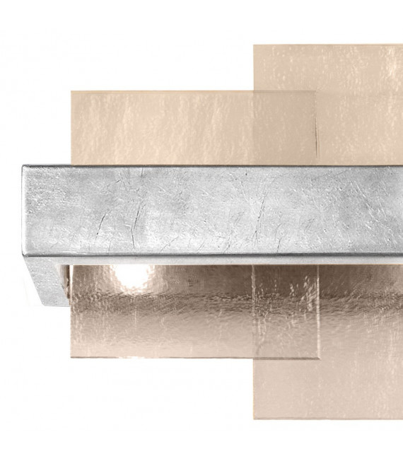 Aplique Rettangolo Hoja Plata 2 bombillas 24cm