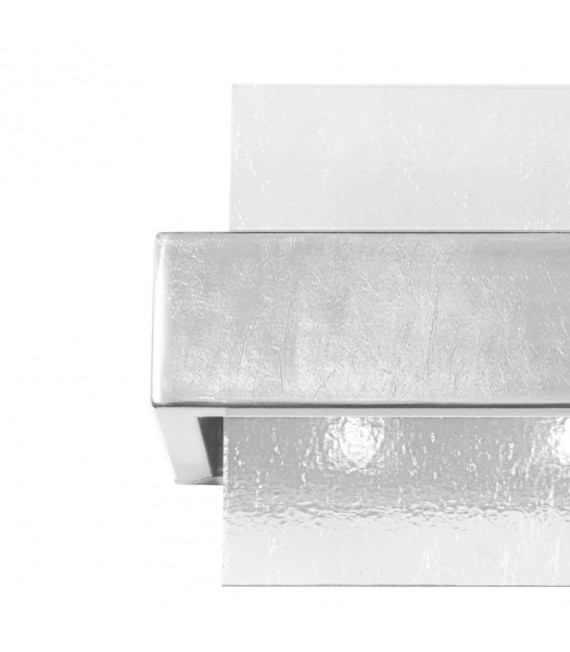 Applique murale Rettangolo Feuille d'argent 2 ampoules 17cm