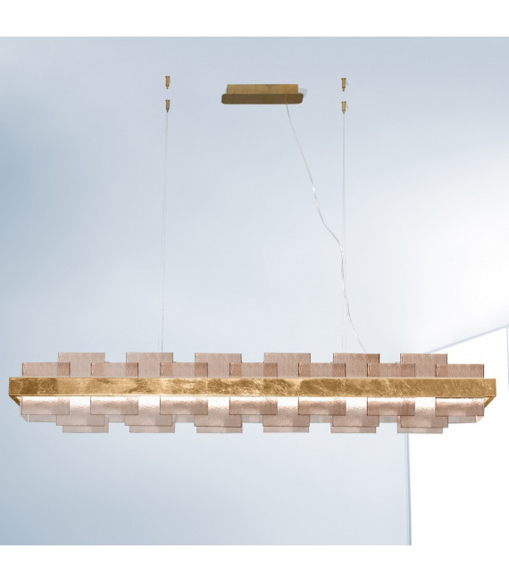 Suspension Rettangolo 1 ampoule Feuille d'or