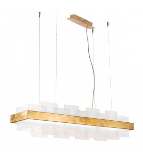 Lampada a sospensione Rettangolo 1 lampadina Foglia oro