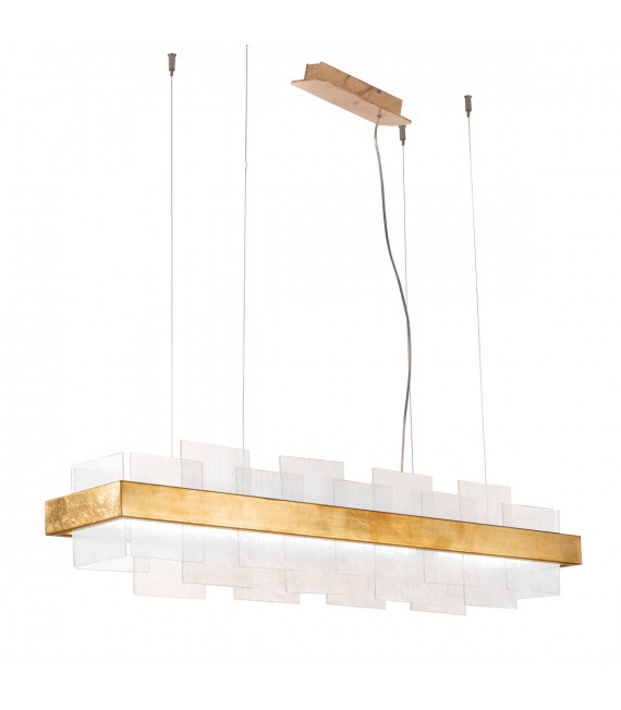 Lampada a sospensione Rettangolo 1 lampadina Foglia oro