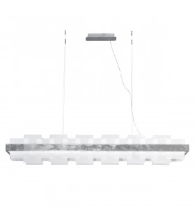 Lampada a sospensione Rettangolo 1 lampadina Foglia argento