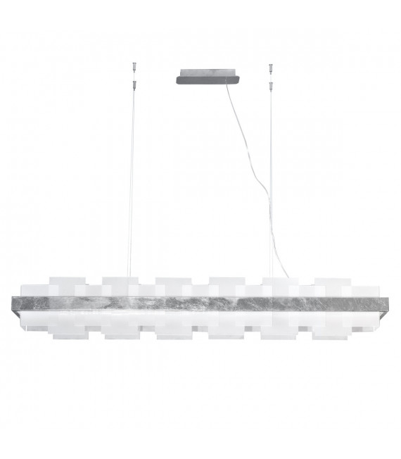 Rettangolo pendant lamp 1 bulb Silver leaf