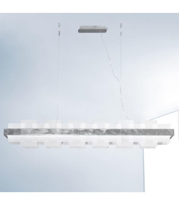 Suspension Rettangolo 1 ampoule Feuille d'argent