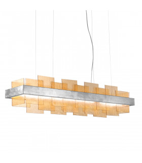 Suspension Rettangolo 1 ampoule Feuille d'argent