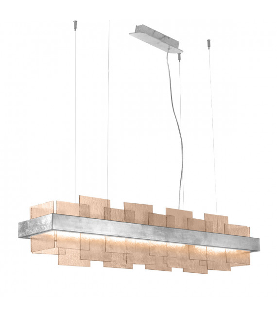 Rettangolo pendant lamp 1 bulb Silver leaf