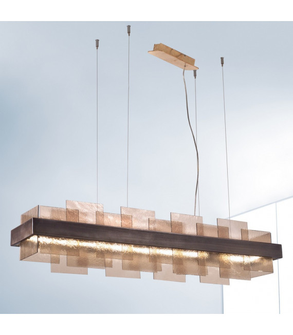 Suspension Rettangolo 1 ampoule Brun brossé