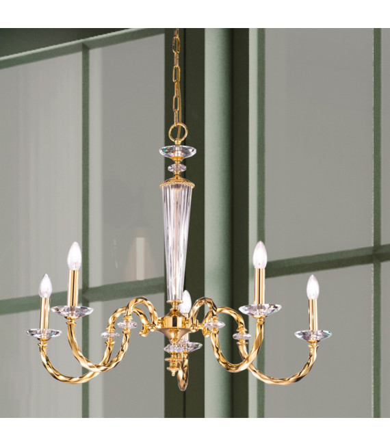 Kronleuchter ohne Lampenschirme Imperio 24 Karat Gold 5 Birnen 70cm