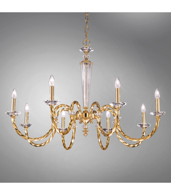 Lampadario senza paralumi Imperio Oro 24 carati 8 lampadine 75cm