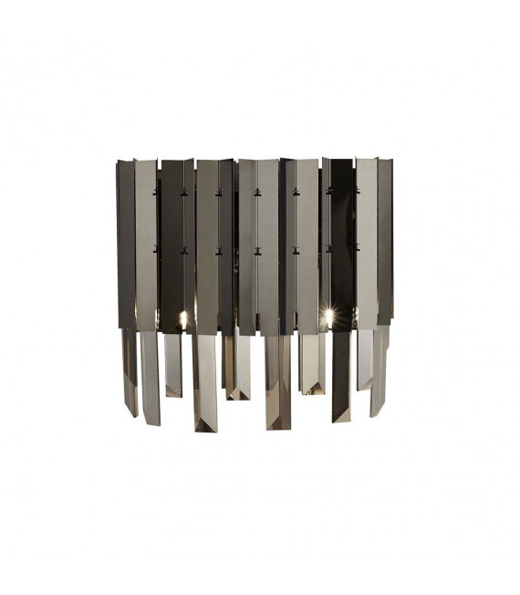 Lampada da parete design Rotunda 2 lampadine Vetro, acciaio inossidabile, acciaio dolce Cromo nero, fumé
