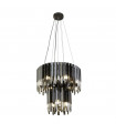 Suspension Rotunda Verre,acier inoxydable,acier doux Chrome noir,verre fumé 9 ampoules 40cm