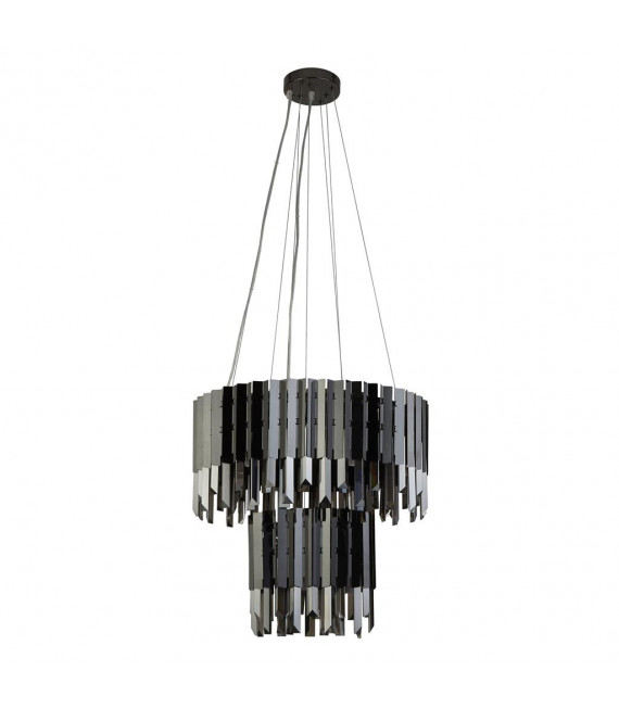 Suspension Rotunda Verre,acier inoxydable,acier doux Chrome noir,verre fumé 9 ampoules 40cm