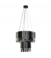 Suspension Rotunda Verre,acier inoxydable,acier doux Chrome noir,verre fumé 9 ampoules 40cm