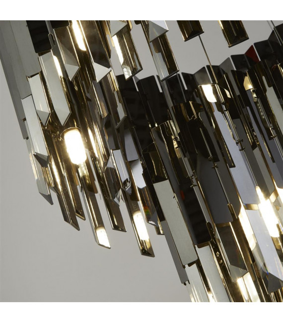 Suspension Rotunda Verre,acier inoxydable,acier doux Chrome noir,verre fumé 9 ampoules 40cm