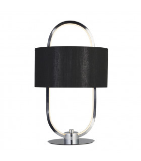 Lampada da tavolo Madrid a 1 luce Plastica, tessuto, acciaio dolce cromato, nero
