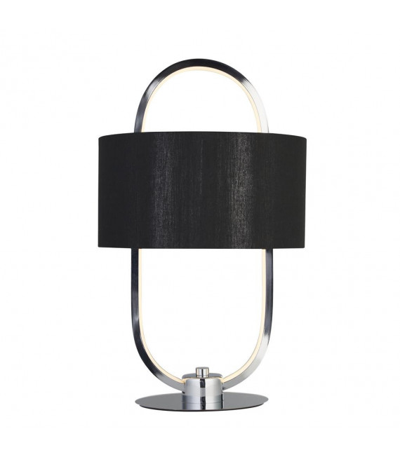 Lampada da tavolo Madrid a 1 luce Plastica, tessuto, acciaio dolce cromato, nero