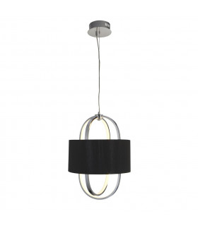 Lampada a sospensione Madrid Plastica, tessuto, acciaio dolce Cromo, bianco, nero 1 lampadina 54cm