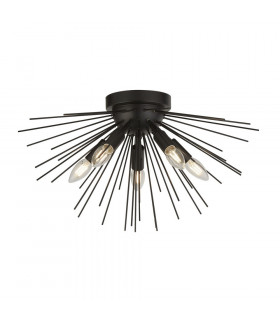Plafón Sputnik Acero dulce Negro mate 5 bombillas 30cm