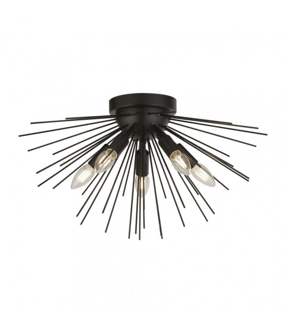 Plafoniera Sputnik Acciaio dolce Nero opaco 5 lampadine 30cm
