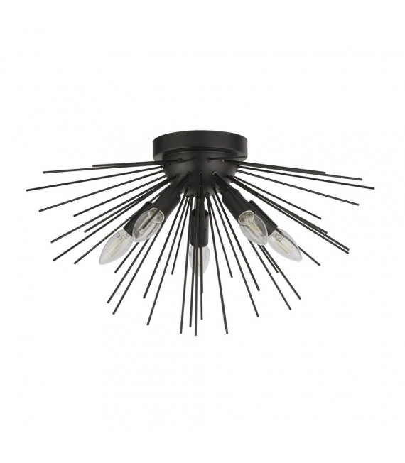 Plafón Sputnik Acero dulce Negro mate 5 bombillas 30cm