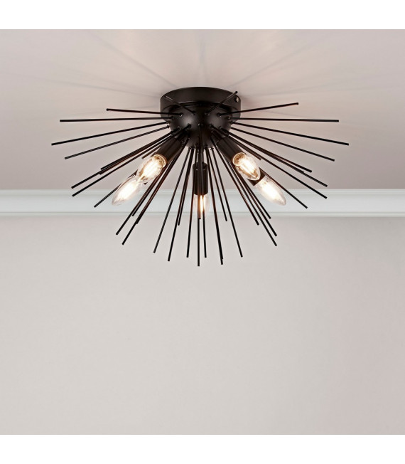 Ceiling light Sputnik Mild steel Matt black 5 bulbs 30cm
