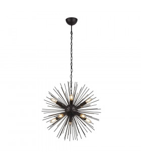 Sputnik-Anhänger Baustahl Mattschwarz 10 Glühbirnen 56cm