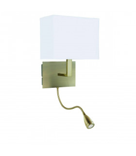 Lampada con paralume Parete Paralume in tessuto Ottone antico 1 lampadina 25cm