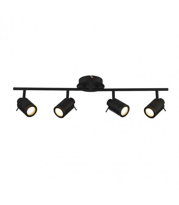 Samson spotlight bar Acrylic, plastic, stainless steel, mild steel Matte black 4 bulbs 19.5cm