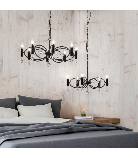 Infinity pendant Mild steel Matte black 8 bulbs 32cm