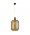 Barrel pendant Glass, mild steel Satin brass, Amber glass 1 bulb 48.5cm