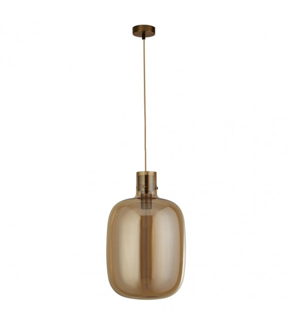 Barrel pendant Glass, mild steel Satin brass, Amber glass 1 bulb 48.5cm