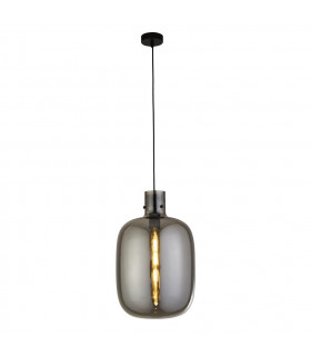 Barrel pendant Glass, mild steel Black glass, smoked 1 bulb 48.5cm