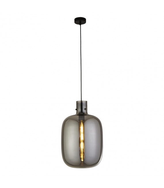 Suspension Barrel Verre,acier doux Verre noir,fumé 1 ampoule 48,5cm
