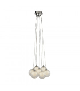 Cluster pendant Mild steel Chrome 7 bulbs 120cm