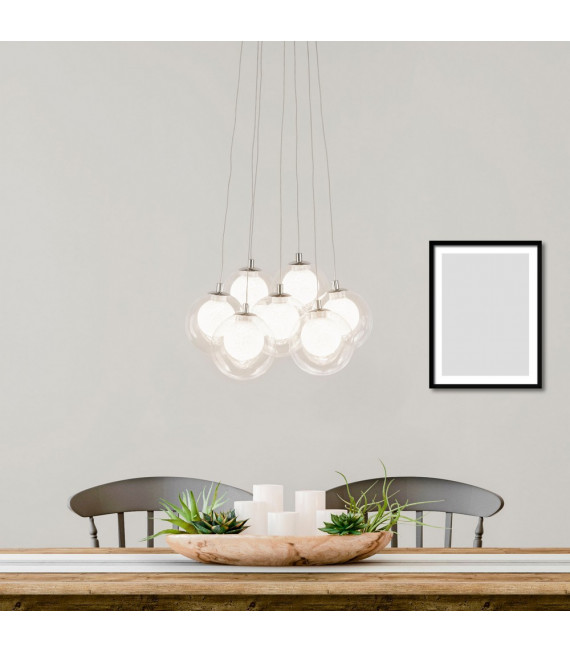 Sospensione a grappolo Acciaio dolce Cromo 7 lampadine 120cm